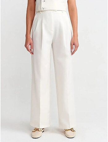 Pantalon large en crêpe à taille haute et ceinture dilvin