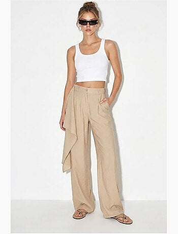 Pantalon large en crêpe à taille haute lucci