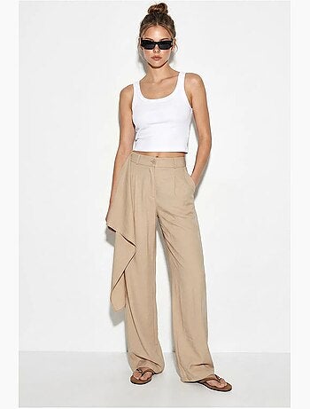 Pantalon large en crêpe à taille haute lucci
