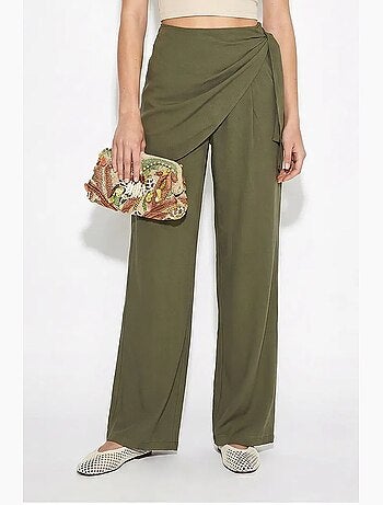 Pantalon large en crêpe à taille haute lucci