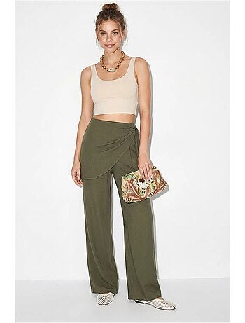 Pantalon large en crêpe à taille haute lucci