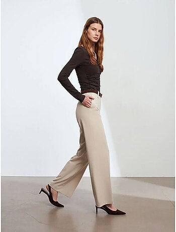 Pantalon large en crêpe à taille mi-haute dilvin