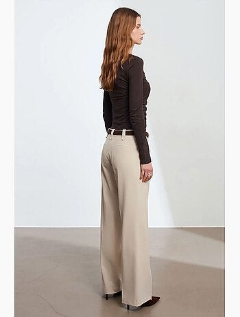Pantalon large en crêpe à taille mi-haute dilvin