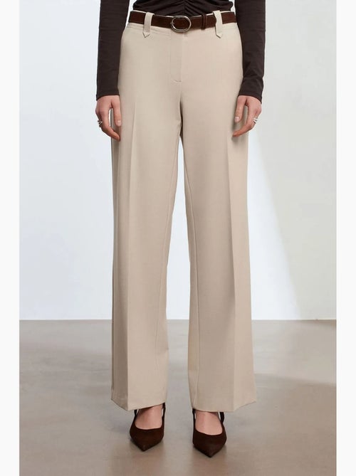 Pantalon large en crêpe à taille mi-haute dilvin - Kiabi Pantalon large en crêpe à taille mi-haute dilvin - Kiabi