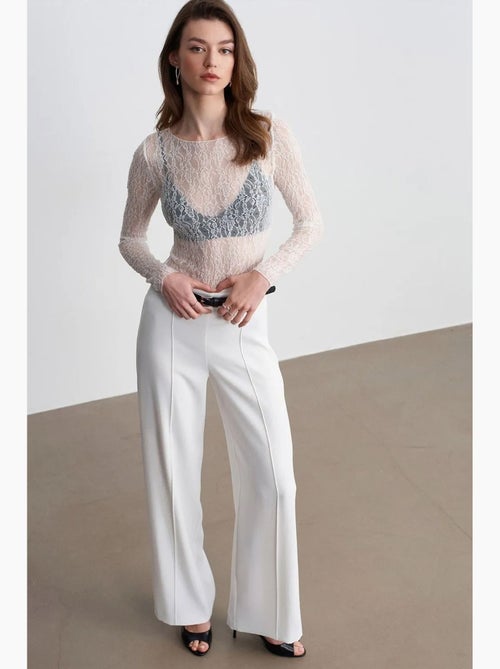 Pantalon large en crêpe avec ceinture dilvin - Kiabi Pantalon large en crêpe avec ceinture dilvin - Kiabi