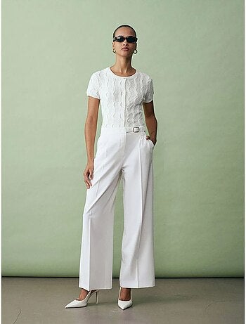 Pantalon large en crêpe avec ceinture dilvin