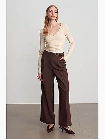 Pantalon large en crêpe avec ceinture dilvin