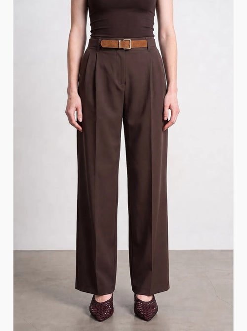 Pantalon large en crêpe avec ceinture dilvin - Kiabi Pantalon large en crêpe avec ceinture dilvin - Kiabi