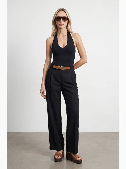 Pantalon large en crêpe avec ceinture dilvin - Kiabi Pantalon large en crêpe avec ceinture dilvin - Kiabi