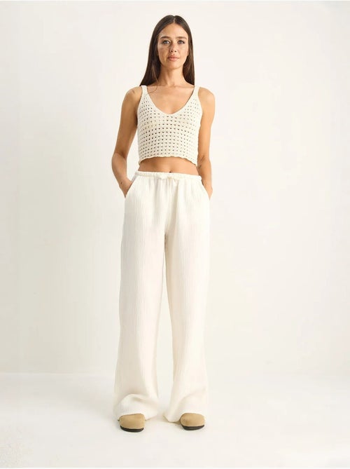 Pantalon large en crêpe de coton lucci - Kiabi