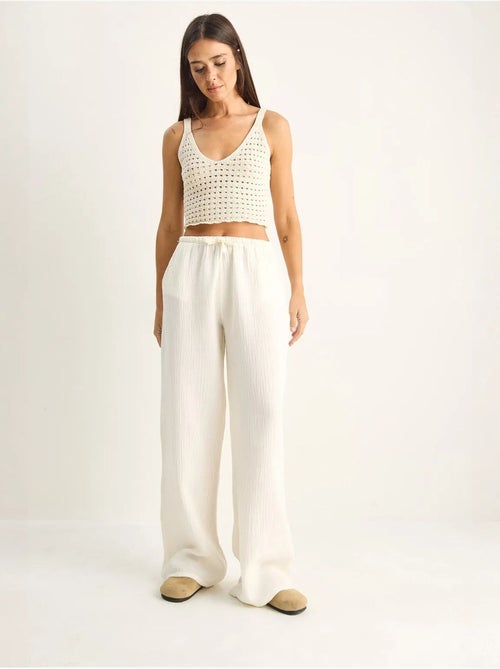 Pantalon large en crêpe de coton lucci - Kiabi
