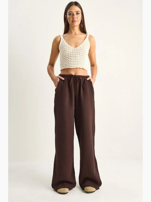Pantalon large en crêpe de coton lucci - Kiabi