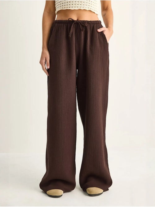Pantalon large en crêpe de coton lucci - Kiabi
