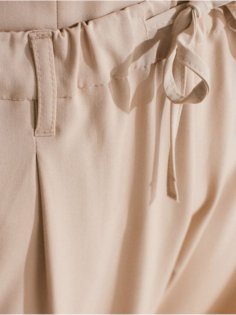 Pantalon large en crêpe dilvin Beige argile - Kiabi