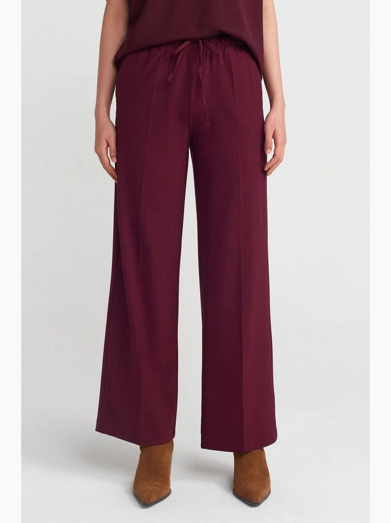 Pantalon large en crêpe dilvin Rouge bordeaux - Kiabi