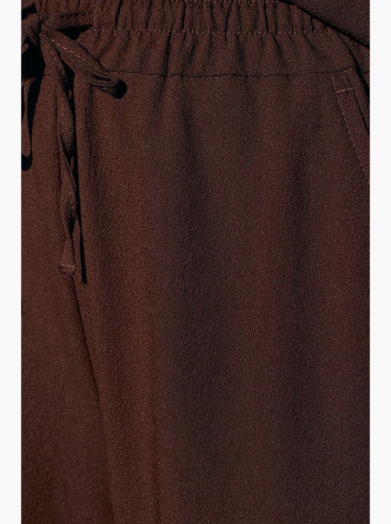 Pantalon large en crêpe pour femme dilvin Marron chocolat - Kiabi