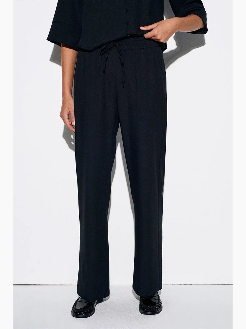 Pantalon large en crêpe pour femme dilvin Noir - Kiabi