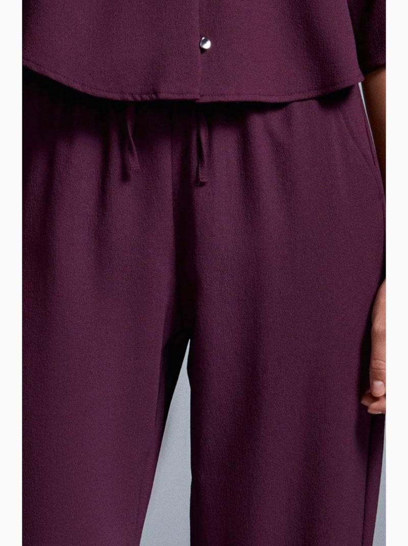 Pantalon large en crêpe pour femme dilvin Rouge bordeaux - Kiabi