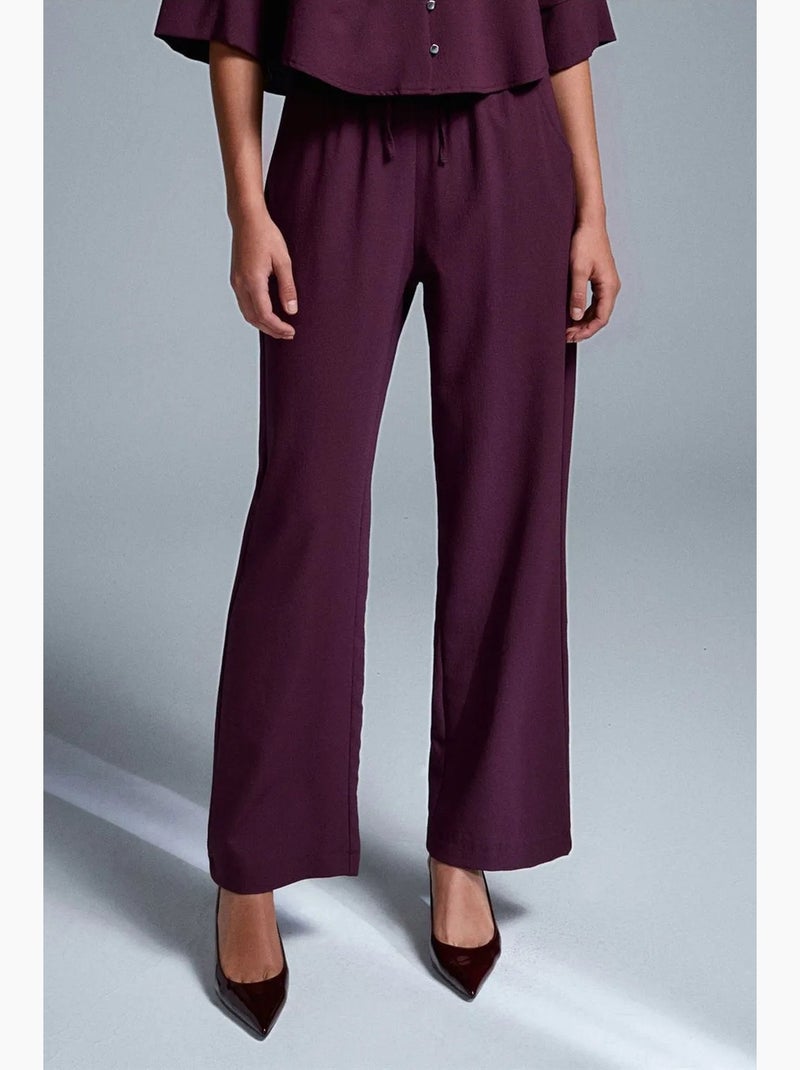 Pantalon large en crêpe pour femme dilvin Rouge bordeaux - Kiabi