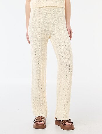 Pantalon large en crochet tricolore
