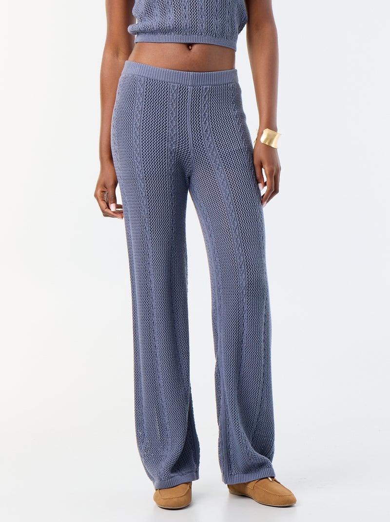 Pantalon large en crochet Gris - Kiabi