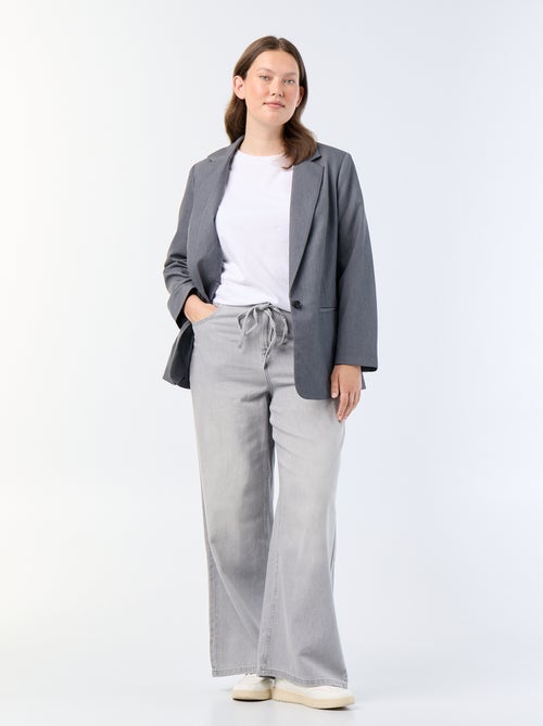 Pantalon large en denim avec ceinture à nouer - Kiabi Pantalon large en denim avec ceinture à nouer - Kiabi
