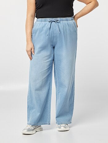 Pantalon large en denim avec taille smockée