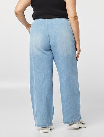 Pantalon large en denim avec taille smockée