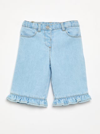 Pantalon large en denim avec volants