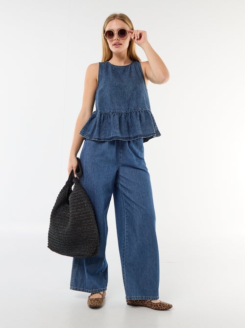 Pantalon large en denim - Kiabi