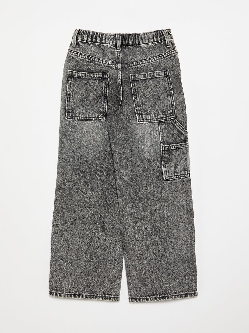 Pantalon large en denim Gris - Kiabi