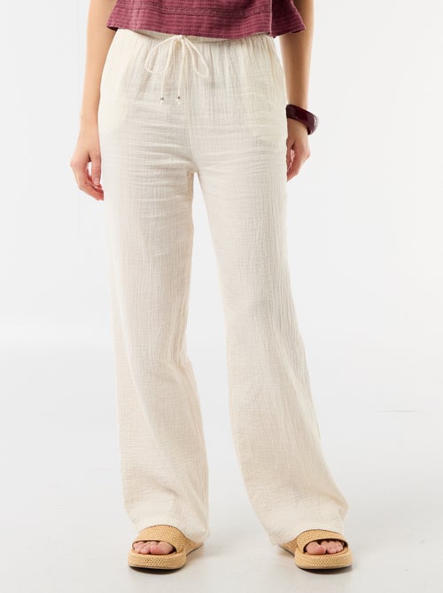 Pantalon large en gaze de coton biologique pour femme - Kiabi