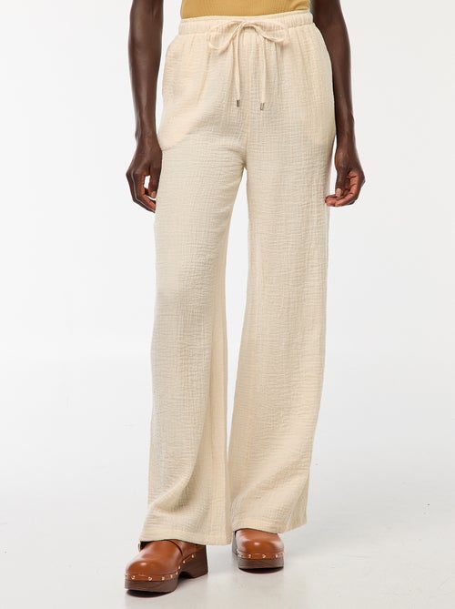 Pantalon large en gaze de coton - Kiabi