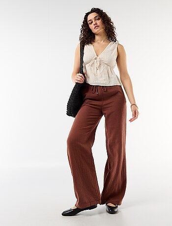 Pantalon large en gaze de coton biologique pour femme