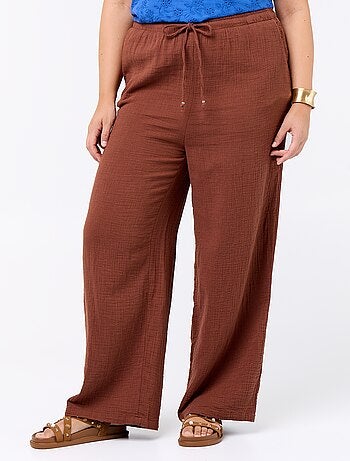 Pantalon large en gaze de coton