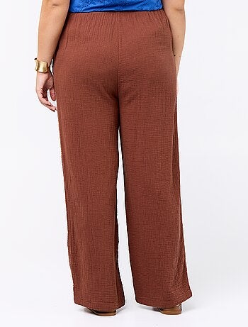 Pantalon large en gaze de coton