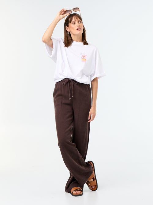 Pantalon large en gaze de coton - Kiabi Pantalon large en gaze de coton - Kiabi
