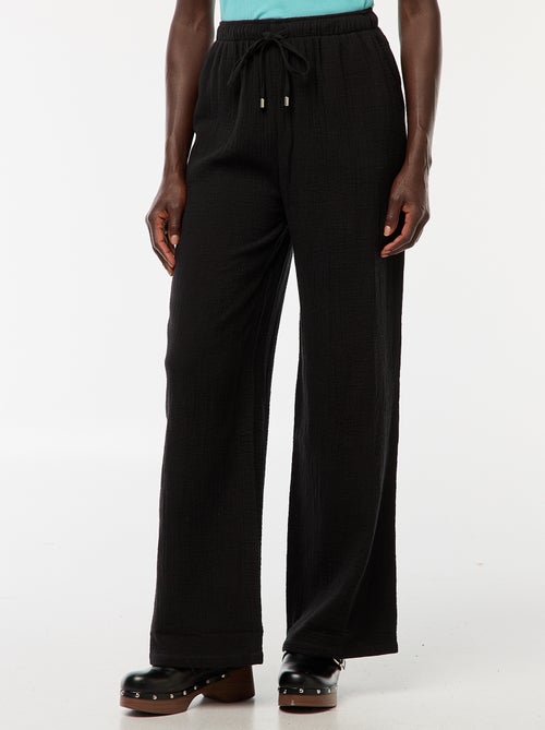 Pantalon large en gaze de coton - Kiabi