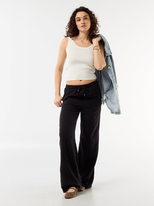 Pantalon large en gaze de coton - Kiabi