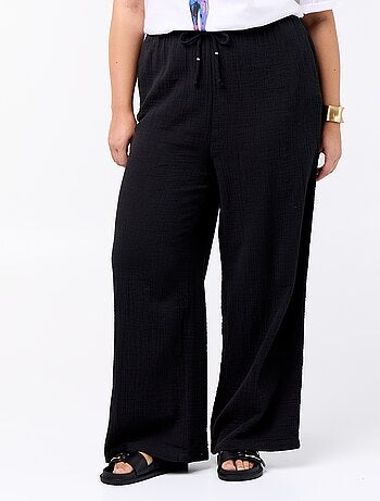 Pantalon large en gaze de coton