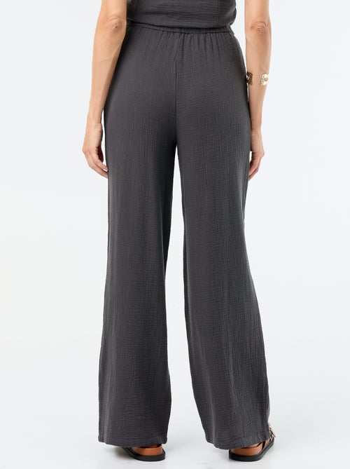 Pantalon large en gaze de coton - Kiabi