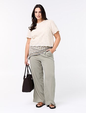 Pantalon large en gaze de coton