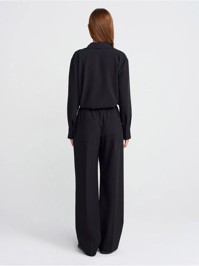 Pantalon large en jersey dilvin Noir - Kiabi