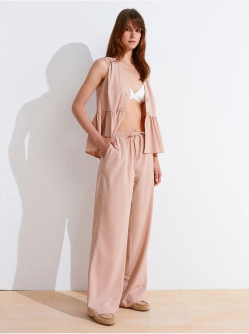 Pantalon large en jersey femme dilvin - Kiabi