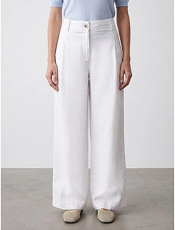 Pantalon large en lin à taille haute dilvin