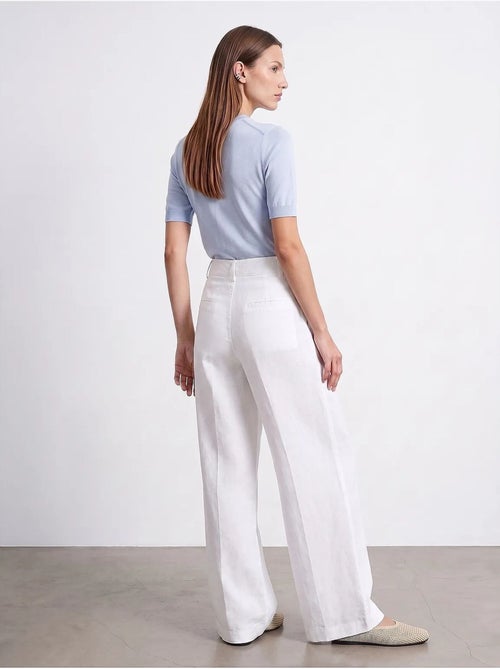 Pantalon large en lin à taille haute dilvin - Kiabi Pantalon large en lin à taille haute dilvin - Kiabi