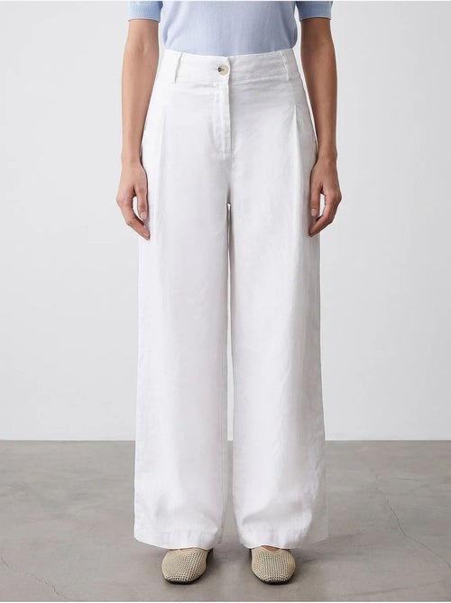 Pantalon large en lin à taille haute dilvin - Kiabi Pantalon large en lin à taille haute dilvin - Kiabi