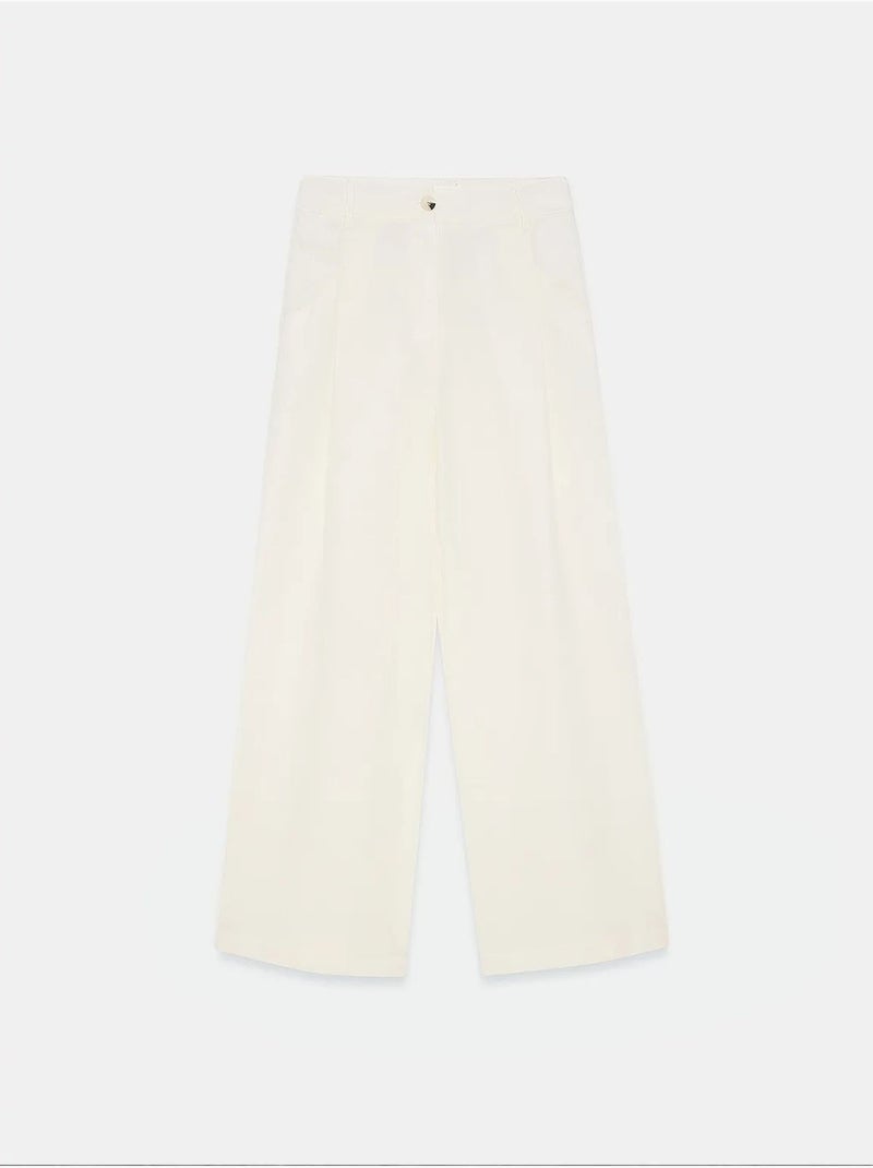 Pantalon large en lin à taille haute dilvin Blanc - Kiabi