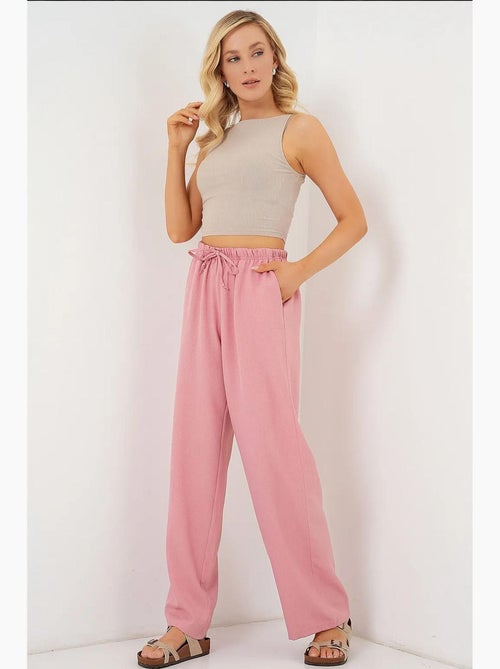 Pantalon large en lin bdart - Kiabi Pantalon large en lin bdart - Kiabi