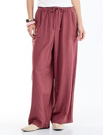 Pantalon en lin femme taille haute